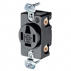 Hubbell Wiring Device-Kellems - 120/208 VAC 20A NEMA 18-20R Industrial Grade Black Straight Blade Single Receptacle - Makers Industrial Supply