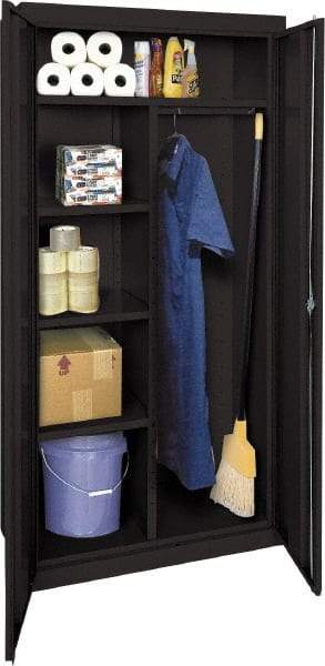 Sandusky Lee - 5 Shelf Combination Storage Cabinet - Steel, 36" Wide x 18" Deep x 72" High, Black - Makers Industrial Supply