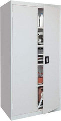 Sandusky Lee - 5 Shelf Locking Storage Cabinet - Steel, 36" Wide x 18" Deep x 72" High, Gray - Makers Industrial Supply