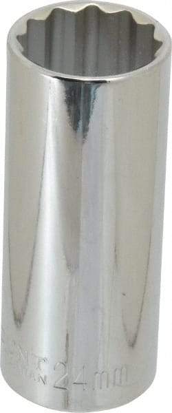 Paramount - 1/2" Drive, Deep Hand Socket - 12 Points, 3-3/32" OAL, Steel, Chrome Finish - Makers Industrial Supply