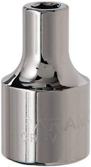 Paramount - 1/4", 1/2" Drive, Standard Hand Socket - 6 Points, 1-1/2" OAL, Steel, Chrome Finish - Makers Industrial Supply