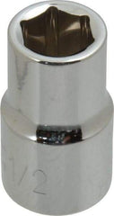 Paramount - 1/2", 1/2" Drive, Standard Hand Socket - 6 Points, 1-1/2" OAL, Steel, Chrome Finish - Makers Industrial Supply