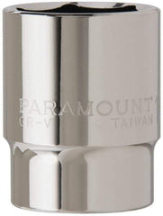 Paramount - 1-1/16", 1/2" Drive, Standard Hand Socket - 6 Points, 1-1/2" OAL, Steel, Chrome Finish - Makers Industrial Supply