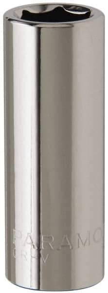 Paramount - 7/16", 3/8" Drive, Deep Hand Socket - 6 Points, 1-15/16" OAL, Steel, Chrome Finish - Makers Industrial Supply