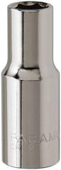 Paramount - 3/8" Drive, Deep Hand Socket - 6 Points, 1-15/16" OAL, Steel, Chrome Finish - Makers Industrial Supply