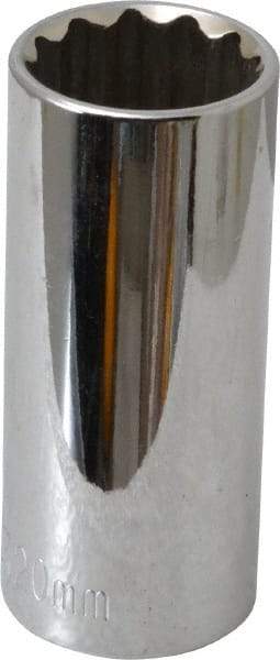 Paramount - 3/8" Drive, Deep Hand Socket - 12 Points, 2-1/2" OAL, Steel, Chrome Finish - Makers Industrial Supply