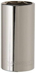 Paramount - 15/16", 3/8" Drive, Deep Hand Socket - 6 Points, 2-1/2" OAL, Steel, Chrome Finish - Makers Industrial Supply