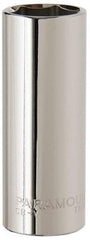 Paramount - 11/16", 3/8" Drive, Deep Hand Socket - 6 Points, 2-1/2" OAL, Steel, Chrome Finish - Makers Industrial Supply