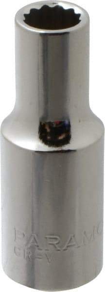 Paramount - 3/8" Drive, Deep Hand Socket - 12 Points, 1-15/16" OAL, Steel, Chrome Finish - Makers Industrial Supply