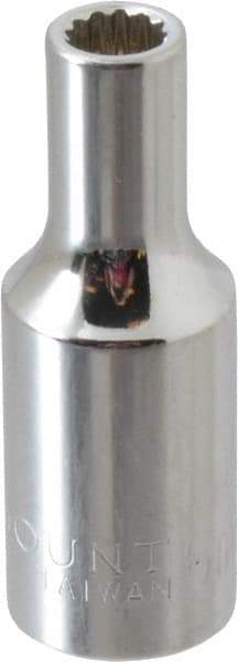 Paramount - 3/8" Drive, Deep Hand Socket - 12 Points, 1-15/16" OAL, Steel, Chrome Finish - Makers Industrial Supply