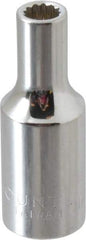 Paramount - 3/8" Drive, Deep Hand Socket - 12 Points, 1-15/16" OAL, Steel, Chrome Finish - Makers Industrial Supply