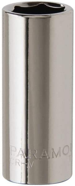 Paramount - 3/8" Drive, Deep Hand Socket - 6 Points, 1-15/16" OAL, Steel, Chrome Finish - Makers Industrial Supply