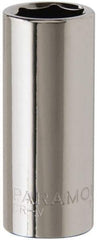 Paramount - 3/8" Drive, Deep Hand Socket - 6 Points, 1-15/16" OAL, Steel, Chrome Finish - Makers Industrial Supply