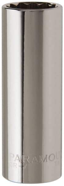 Paramount - 3/8" Drive, Deep Hand Socket - 12 Points, 2-1/2" OAL, Steel, Chrome Finish - Makers Industrial Supply