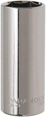 Paramount - 3/8" Drive, Deep Hand Socket - 6 Points, 2-1/2" OAL, Steel, Chrome Finish - Makers Industrial Supply