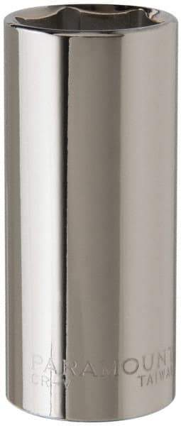 Paramount - 3/8" Drive, Deep Hand Socket - 6 Points, 2-1/2" OAL, Steel, Chrome Finish - Makers Industrial Supply