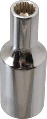 Paramount - 1/4", 3/8" Drive, Deep Hand Socket - 12 Points, 1-15/16" OAL, Steel, Chrome Finish - Makers Industrial Supply