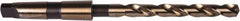 Precision Twist Drill - 27/32", 3MT 135° Point Cobalt Taper Shank Drill Bit - Oxide/Gold Finish, 6-1/8" Flute Length, 10-3/4" OAL, Spiral Flute, Series 209CO - Makers Industrial Supply