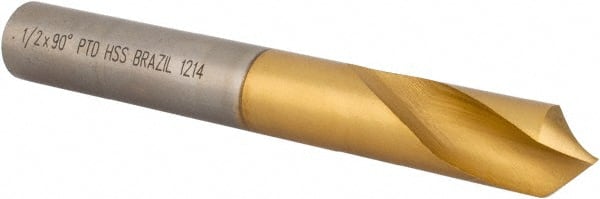 Precision Twist Drill - 1/2" Body Diam, 90°, 3-3/4" OAL, High Speed Steel Spotting Drill - Makers Industrial Supply