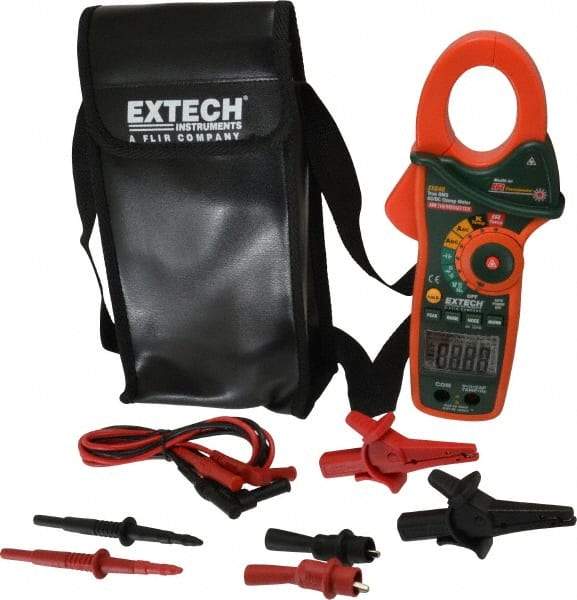 Extech - EX840, CAT IV, Digital True RMS Auto Ranging Clamp Meter with 1.7" Clamp On Jaws - 1000 VAC/VDC, 1000 AC/DC Amps, Measures Voltage, Capacitance, Continuity, Frequency, Resistance, Temperature - Makers Industrial Supply