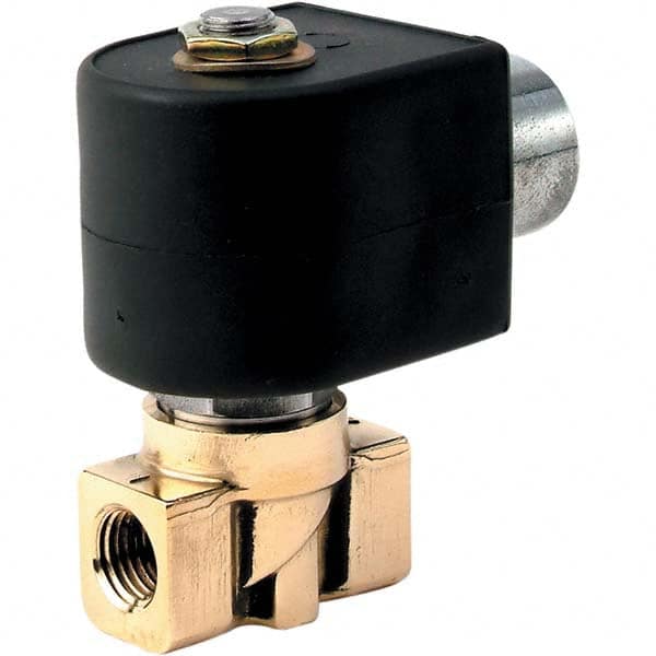 Parker - 120/60 - 110/50 VAC 1/8" NPT Port Brass Two-Way Direct Acting Solenoid Valve - Makers Industrial Supply