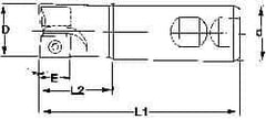 Superbee - 0.007 to 0.06 Inch Cutting Radius, 1 Inch Cutter Diameter, 2 Style EM15 Inserts, 3/4 Inch Shank Diameter, Indexable Convex Radius Cutter - 4.5 Inch Overall Length - Makers Industrial Supply