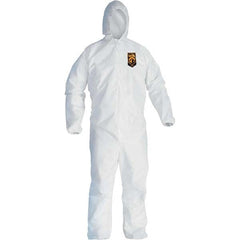 Size XL Microporous Film Laminate General Purpose Coveralls White, Zipper Closure, Elastic Cuffs, Elastic Ankles