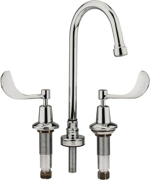 Speakman - Wrist Blade Handle, Wide Spread Bathroom Faucet - Two Handle, No Drain, Gooseneck Spout - Makers Industrial Supply