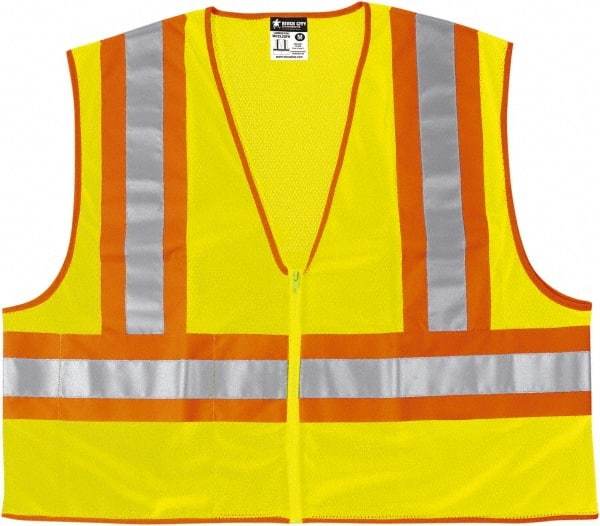 MCR Safety - Size M Flame Resistant/Retardant Lime General Purpose Vest - 24" Chest, ANSI 107-2015, Nonconductive Zipper Closure, 2 Pockets, Polyester - Makers Industrial Supply