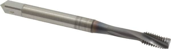 OSG - #10-32 UNF 3 Flute 2B Modified Bottoming Spiral Flute Tap - Powdered Metal, TiCN Finish, 2-3/8" OAL, Right Hand Flute, Right Hand Thread, H3, Series EXOTAP - Makers Industrial Supply