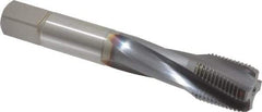 OSG - 3/4-16 UNF 4 Flute 3B Modified Bottoming Spiral Flute Tap - Powdered Metal, TiCN Finish, 4-1/4" OAL, Right Hand Flute, Right Hand Thread, H3, Series EXOTAP - Makers Industrial Supply