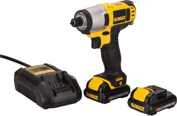 DeWALT - 12 Volt, 1/4" Drive, 79 Ft/Lb Torque, Cordless Impact Driver - Pistol Grip Handle, 2450 RPM, 2 Lithium-Ion Batteries Included - Makers Industrial Supply