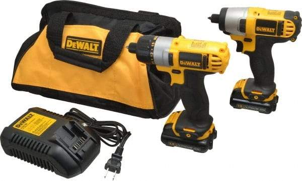 DeWALT - 12 Volt Cordless Tool Combination Kit - Includes 1/4" Impact Driver & 1/4" Screwdriver, Lithium-Ion Battery Included - Makers Industrial Supply