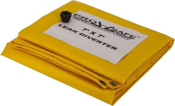 PRO-SAFE - Tarp-Shaped Heavy Duty Roof Leak Diverter - 7' Long x 7' Wide x 18 mil Thick, Yellow - Makers Industrial Supply