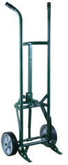 Drum Truck - Dual Handle - 1200 lb Capacity - Replaceable Chime Hook and Lifting Toes - Spring loaded swing axle - 62" H x 23" W - Makers Industrial Supply