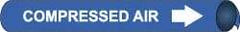 NMC - Pipe Marker with Compressed Air Legend and Arrow Graphic - 10 to 10" Pipe Outside Diam, White on Blue - Makers Industrial Supply
