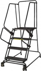 Ballymore - 30" 3 Step Ladder - Rolling Safety Ladder, 450 Lb Capacity, 30" Platform Height, 30" Base Width x 40" Base Depth, Expanded Metal Tread - Makers Industrial Supply