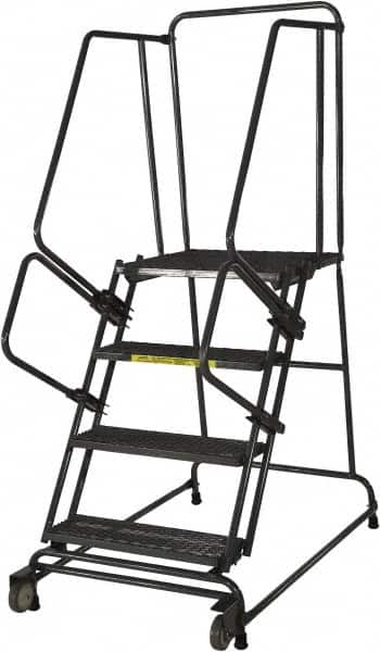 Ballymore - 20" 2 Step Ladder - Rolling Safety Ladder, 450 Lb Capacity, 20" Platform Height, 30" Base Width x 34" Base Depth, Heavy-Duty Serrated Grating - Makers Industrial Supply