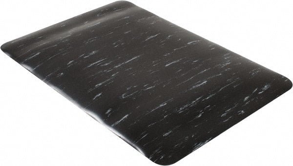 Anti-Fatigue Mat: 10' Length, 4' Wide, 7/8″ Thick, Vinyl Smooth, Black & White, Dry