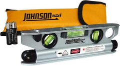 Johnson Level & Tool - 1 Beam 100' Max Range Torpedo Laser Level - Red Beam, 1/8" at 50' Accuracy, 7-1/2" Long x 2" Wide x 3/4" High, Battery Included - Makers Industrial Supply