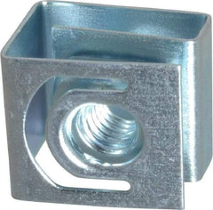 Made in USA - #10-32 Screw, 0.069 to 0.079" Thick, Spring Steel G Nut Retainer - 19/64" Center Edge, Zinc-Plated Finish - Makers Industrial Supply