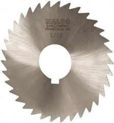 Made in USA - 3-1/2" Diam x 1/32" Blade Thickness x 1" Arbor Hole Diam, 34 Tooth Slitting and Slotting Saw - Arbor Connection, Right Hand, Uncoated, High Speed Steel, Concave Ground, Contains Keyway - Makers Industrial Supply