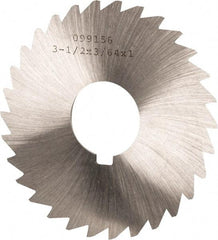 Made in USA - 3-1/2" Diam x 3/64" Blade Thickness x 1" Arbor Hole Diam, 34 Tooth Slitting and Slotting Saw - Arbor Connection, Right Hand, Uncoated, High Speed Steel, Concave Ground, Contains Keyway - Makers Industrial Supply