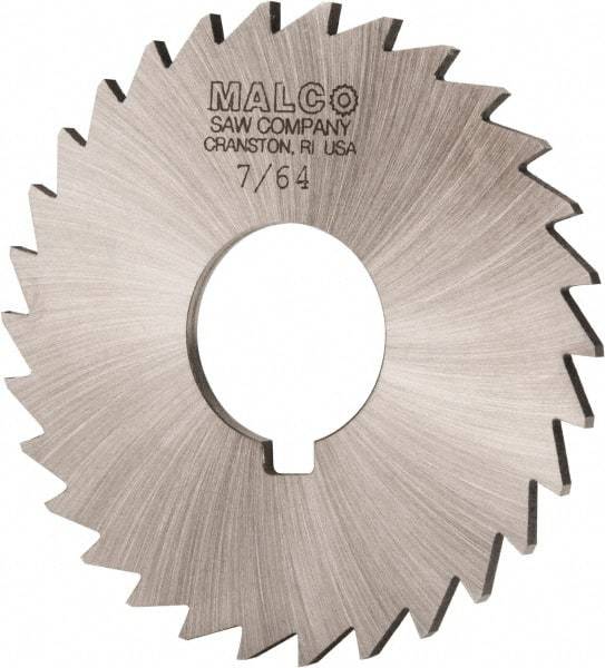 Made in USA - 3" Diam x 7/64" Blade Thickness x 1" Arbor Hole Diam, 30 Tooth Slitting and Slotting Saw - Arbor Connection, Right Hand, Uncoated, High Speed Steel, Concave Ground, Contains Keyway - Makers Industrial Supply