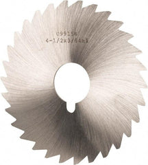 Made in USA - 4-1/2" Diam x 3/64" Blade Thickness x 1" Arbor Hole Diam, 36 Tooth Slitting and Slotting Saw - Arbor Connection, Right Hand, Uncoated, High Speed Steel, Concave Ground, Contains Keyway - Makers Industrial Supply