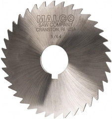 Made in USA - 4" Diam x 5/64" Blade Thickness x 1" Arbor Hole Diam, 36 Tooth Slitting and Slotting Saw - Arbor Connection, Right Hand, Uncoated, High Speed Steel, Concave Ground, Contains Keyway - Makers Industrial Supply