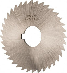 Made in USA - 4" Diam x 7/64" Blade Thickness x 1" Arbor Hole Diam, 36 Tooth Slitting and Slotting Saw - Arbor Connection, Right Hand, Uncoated, High Speed Steel, Concave Ground, Contains Keyway - Makers Industrial Supply