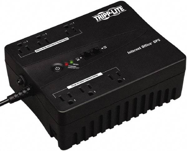 Tripp-Lite - 15 Amp, 350 VA, Flat Pack Mount Standby Backup Uninterruptible Power Supply - Backup 3 min with Full Load & 10 min with Half Load, 120 VAC Input & Output, 180 Watt Output, 1 Phases, 6 Outlets - Makers Industrial Supply