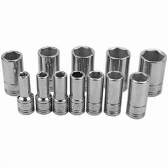 SK - 1/4" Drive Semi-Deep Socket Set - 5 to 15mm, Metric Measurement Standard - Makers Industrial Supply