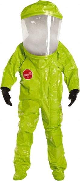 Dupont - Size XL, High Visibility Lime, Chemical, Disposable Encapsulated Suit - Attached Hood, Elastic Ankle, Elastic Wrist - Makers Industrial Supply